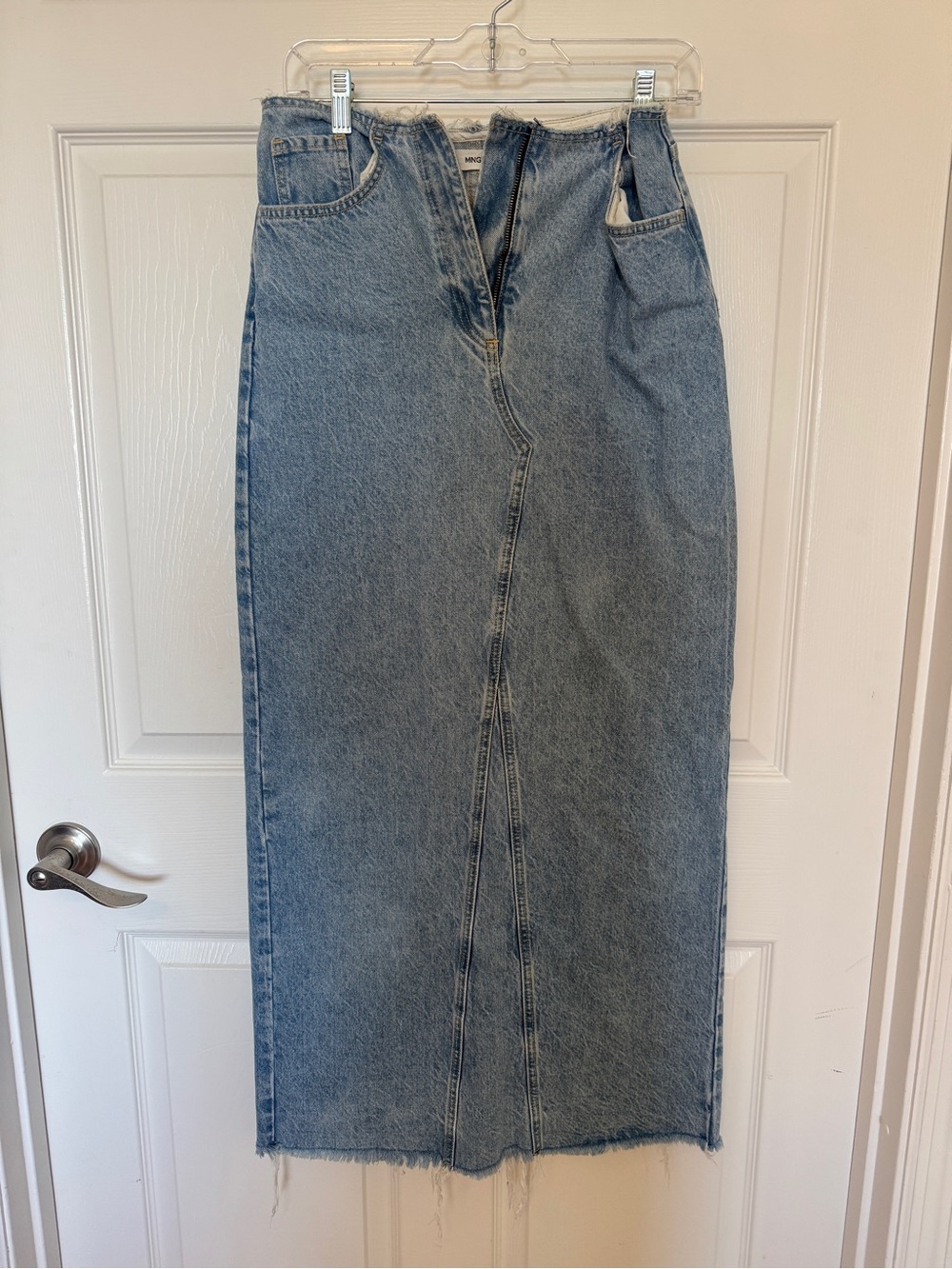 Mango Light Blue Straight Denim Maxi Skirt